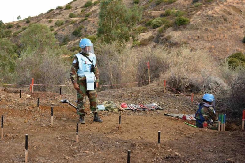 A team of Cambodian troops clearing mines from the Cyprus buffer zone. (UNFICYP/Juraj Hladky)
