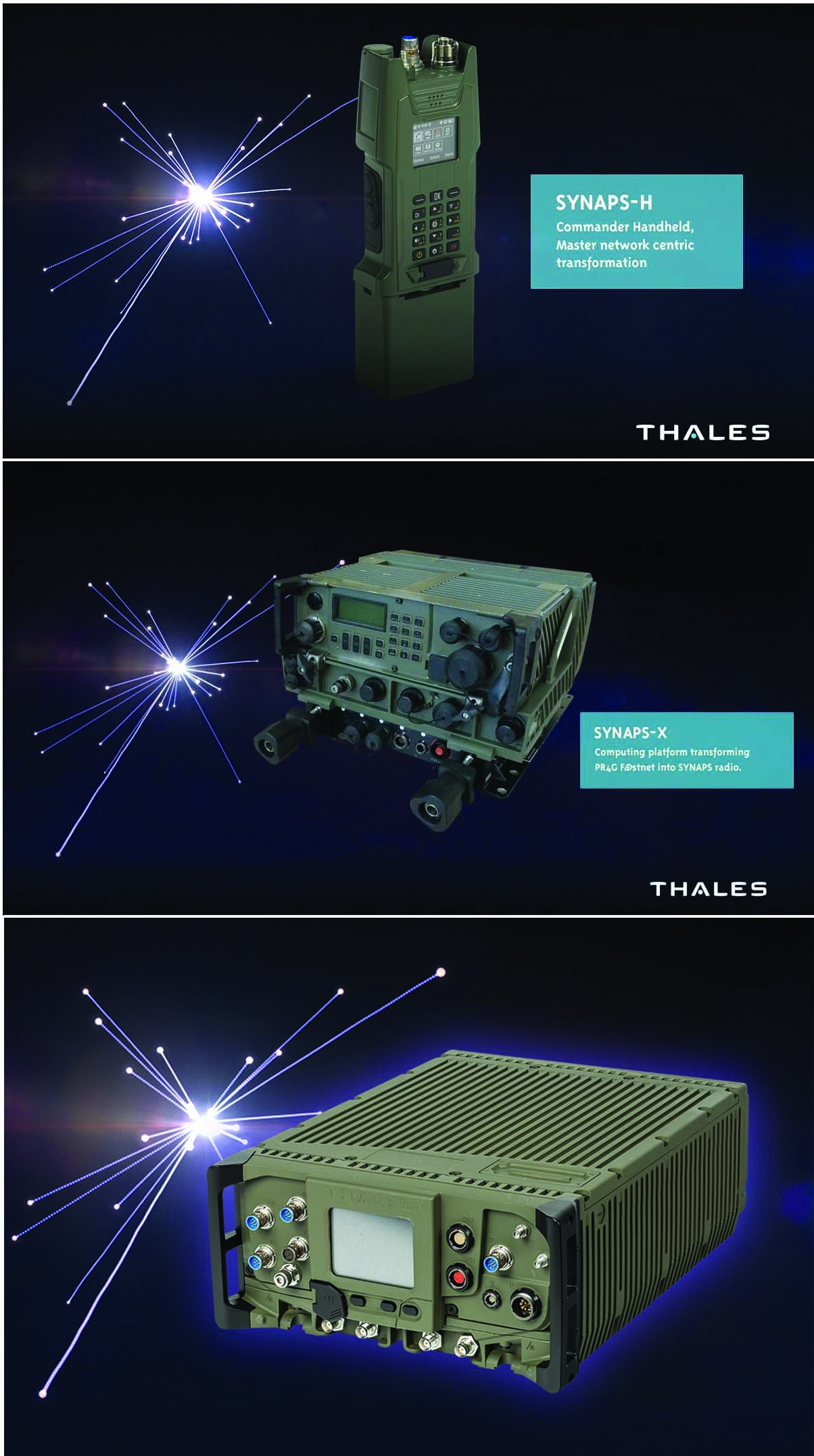 تقوم Thales بتطوير عائلة الراديو المعرف برمجياً الثنائي القناة Synaps لتلبية متطلبات الجيش الفرنسي في إطار برنامج Contact