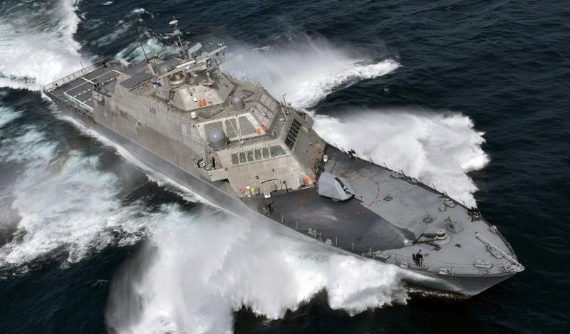 يعتبر استخدام توليفة حرب الألغام في سفينة القتال الساحلية الأميركية US LCS مثالاً على التحول من المنصات المبنية خصيصاً لحرب الألغام MCMV إلى سفن حرب ألغام معيارية متعددة القدرات. الصورة: Lockheed Martin