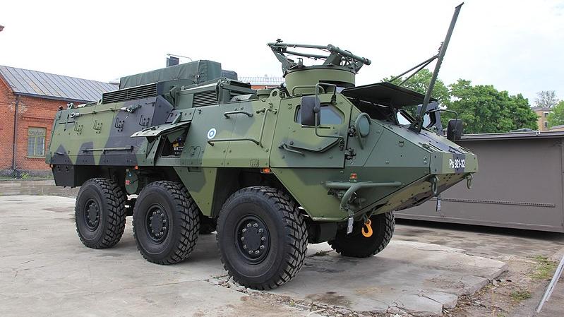 Patria Pasi XA-202 EPA Ps 921-32 armoured command vehicle on display during Finnish Defence Forces 2013 Flag day in Ekenäs harbour.