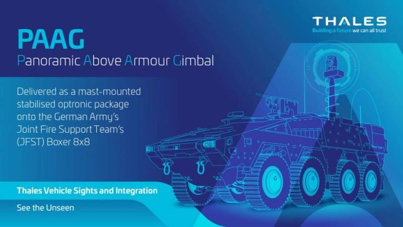 Thales selected by Krauss-Maffei Wegmann to deliver 4 Panoramic Above Armour Gimbal (PAAG) to the German Armed Forces
