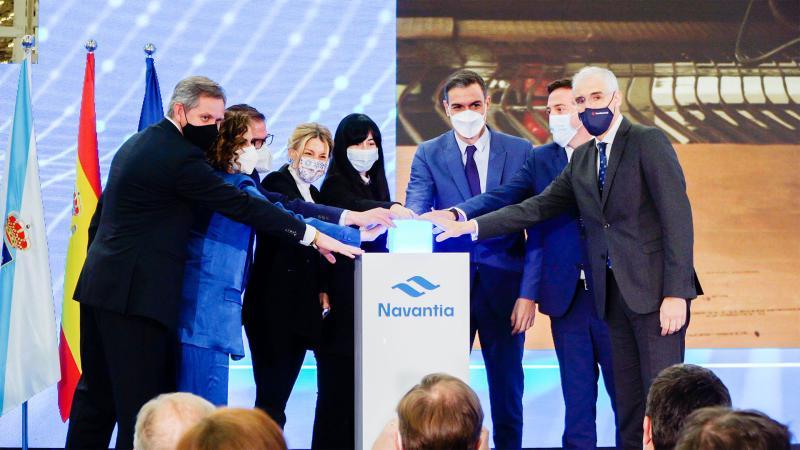 PRIME MINISTER PEDRO SANCHEZ PRESIDES THE CUTTING OF THE FIRST STEEL PLATE OF F-110 CLASS FRIGATE FOR SPANISH NAVY