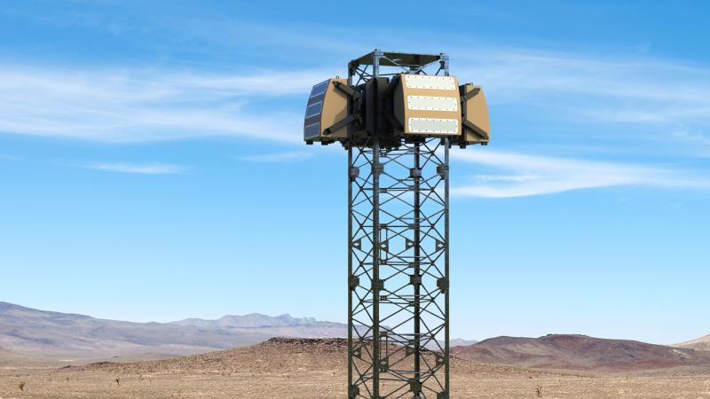 blighter a800 3d drone detection radar on tower in desert