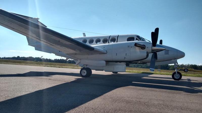 HENSOLDT’s PrecISR – to be seen here on CAE-Aviation Beech 200 test aircraft - can be installed aboard helicopters, UAVs and fixed-wing mission aircraft with limited effort.  Photo: HENSOLDT AG/CAE Aviation