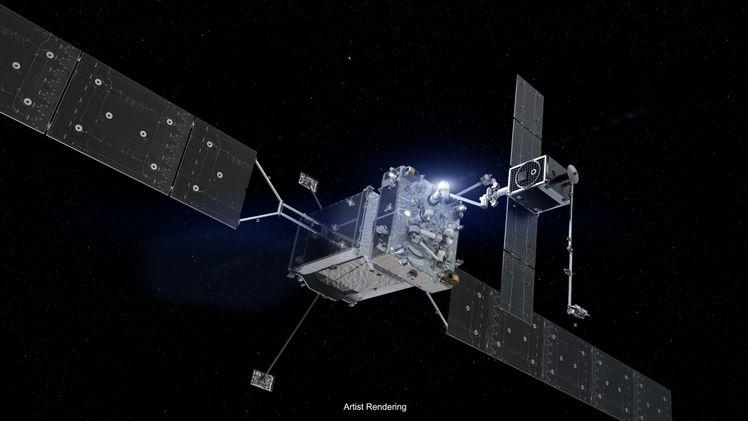 An artist’s rendering of the Mission Robotic Vehicle with a Mission Extension Pod. (Photo Credit: Northrop Grumman’s SpaceLogistics)