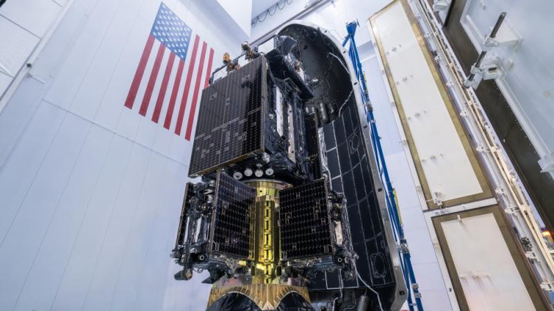 MRV and three MEPs prior to encapsulation in the launch vehicle fairing. (Photo Credit: SpaceX)