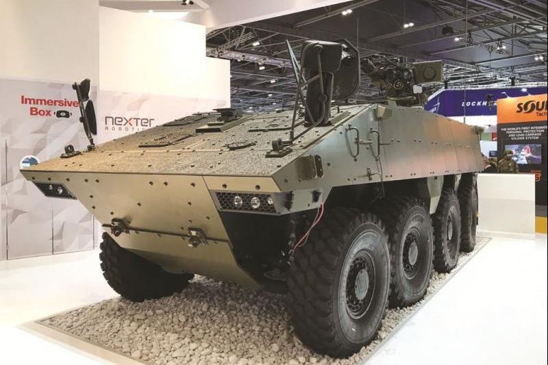 عربة المشاة القتالية VBCI الثمانية الدفع في معرض DSEI 2017. الصورة: Nexter