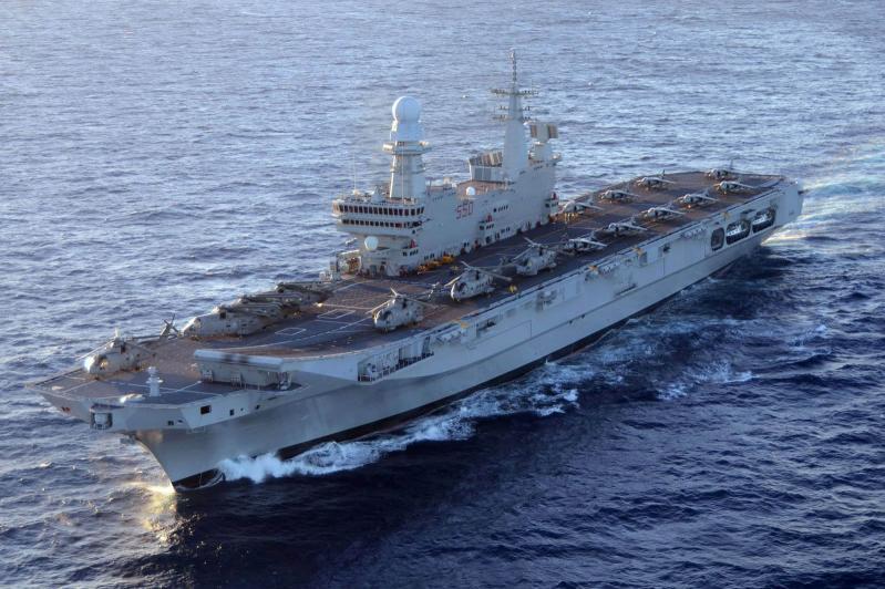  -	حاملة الطائرات الأكبر في البحرية الإيطالية ITS Cavour. الصورة:  Fincantieri