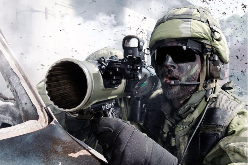 نظام السلاح  Carl Gustaf العديم الارتداد والقابل لإعادة التلقيم عيار 84 ملم. الصورة: Saab Dynamics