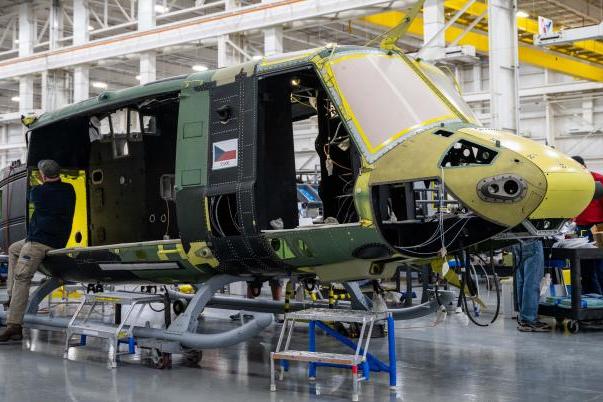 A Bell employee works on a Czech Republic UH-1Y at the Amarillo Assembly Center.