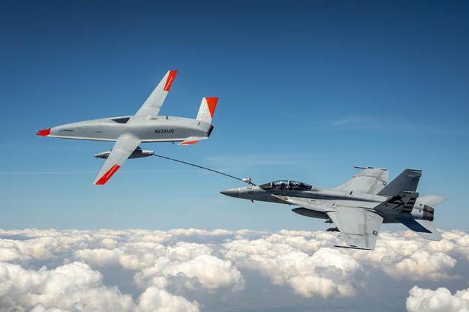 HISTORY MADE: T1 transferred fuel to an F/A-18F Super Hornet on June 4, 2021, becoming the first unmanned aircraft in history to refuel another aircraft. (Photo: Kevin Flynn/Boeing)