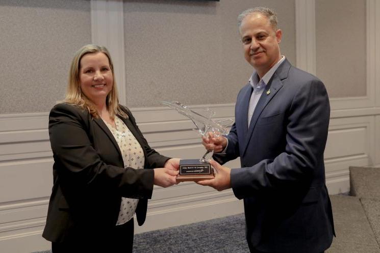 Royal Jordanian Air Force Commander, Brig. Gen. Mohammad Hiyasat; With Aimee Burnett, Vice President – Lockheed Martin Integrated Fighter Group Business Development