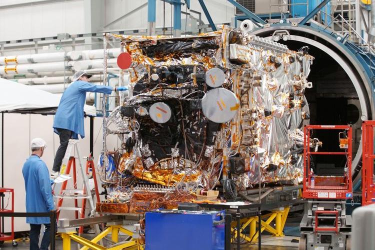 ASBM-1 satellite enters thermal vacuum environmental testing at Northrop Grumman’s satellite manufacturing facility in Dulles, Virginia. (Photo Credit: Northrop Grumman)