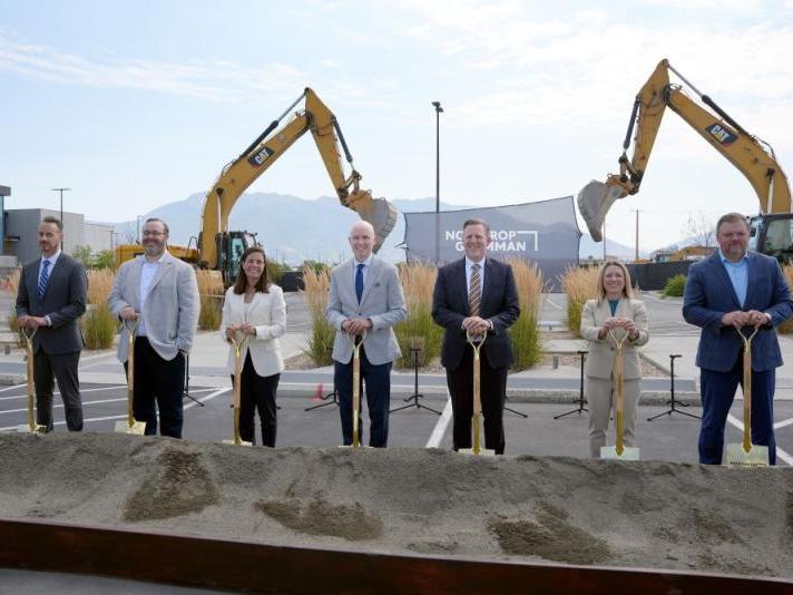 Tony Nolls, Director of Operations, Northrop Grumman; Taylor Woodbury, CEO, Woodbury Construction; Sarah Willoughby, Vice President and General Manager, Sentinel Program Director, Northrop Grumman; Spencer J. Cox, Utah Governor; Ben Davies, Corp. Vice President & President, Defense Systems, Northrop Grumman; Amanda Davis, Vice President and Sentinel EMD Program Manager, Northrop Grumman; Joshua Johnson, Vice President of Business Management, Northrop Grumman. (Photo Credit: Northrop Grumman) 
